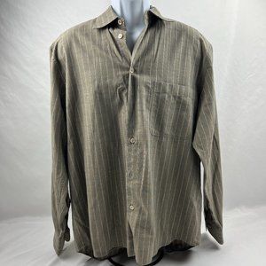 ERMENEGILDO ZEGNA Men Brown Plaid 100% Cotton Button Down Shirt Size L